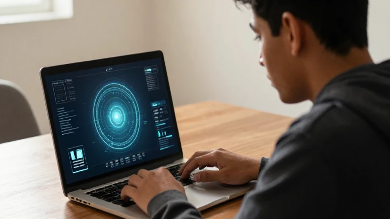 Joven estudiante mexicano frente a un portal virtual