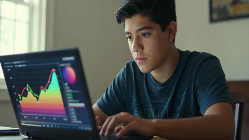 Estudiante mexicano trabaja con gráficos brillantes